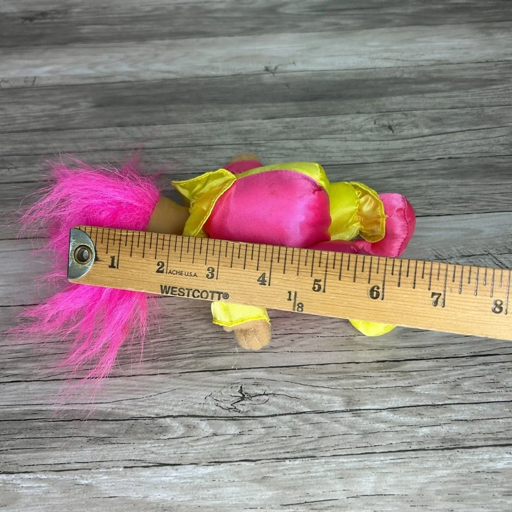 Russ Troll Jester Clown Doll Plush Pink Hair 90s Vintage‎ y2k Yellow